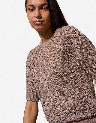 Pulovr - K&aacute;rovan&yacute; vzor - svetle hneda