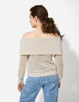 Strickpullover - Gerippte Abschlüsse - weiß