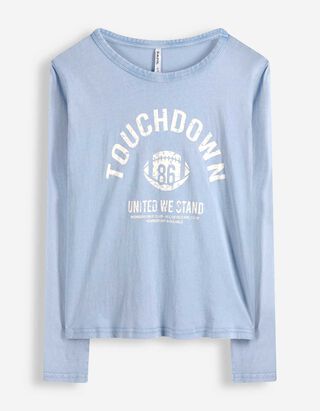 Langarmshirt - Frontprint - hellblau