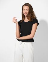 Póló - Bordázott - fekete