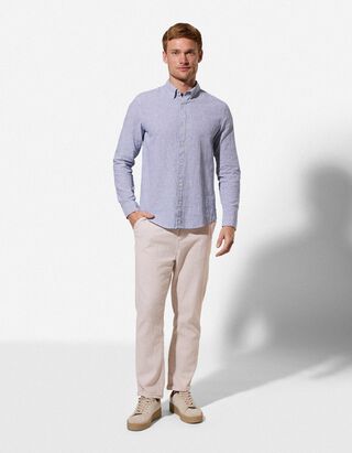 Chinohose - Leinen-Mix - beige