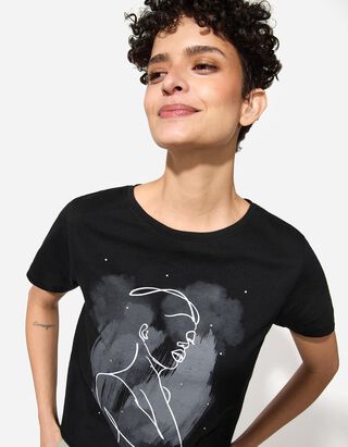 T-Shirt - Zierperlen - schwarz