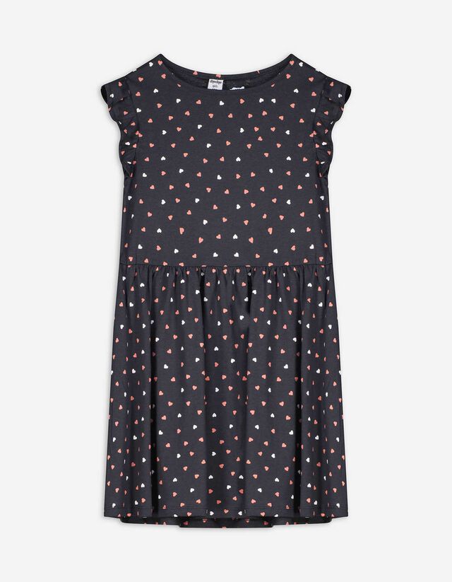 Kleid - Allover-Print - dunkelgrau