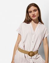 Kleid - Streifen - wei&szlig;