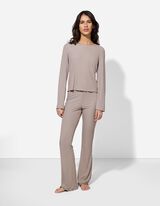 Pigiama completo (maglia + pantaloni) - Materiale strutturato - beige