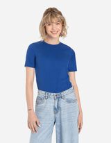 Tricou - Structură cu nervuri - Albastru inchis