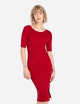 Gebreide jurk - Aansluitend - donkerrood