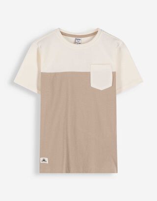 T-shirt - Kleur blokkering - beige