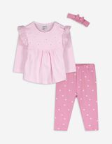 Set aus Langarmshirt und Leggings - Allover-Print - rosa