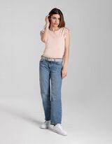 Tricou - M&acirc;neci cu volane - Roz