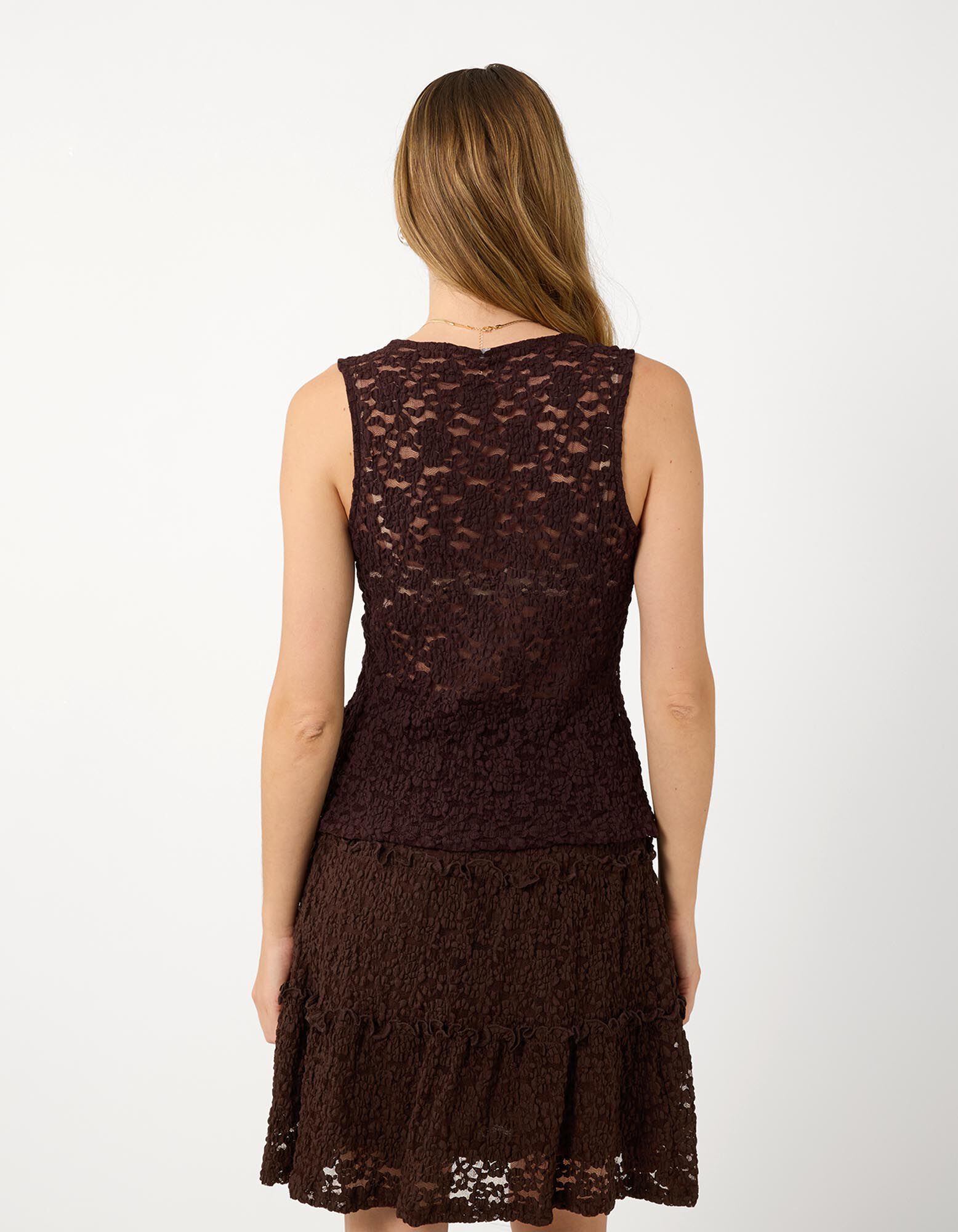 Top sans manches - Teneur en stretch - brun fonc&eacute;