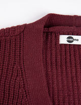 Pletena jopa - Rebrasta pletenina - temno rdeca