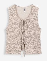 Bluse - Allover-Print - beige
