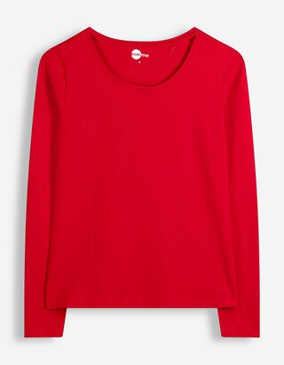 Langarmshirt - Baumwolle - Rot