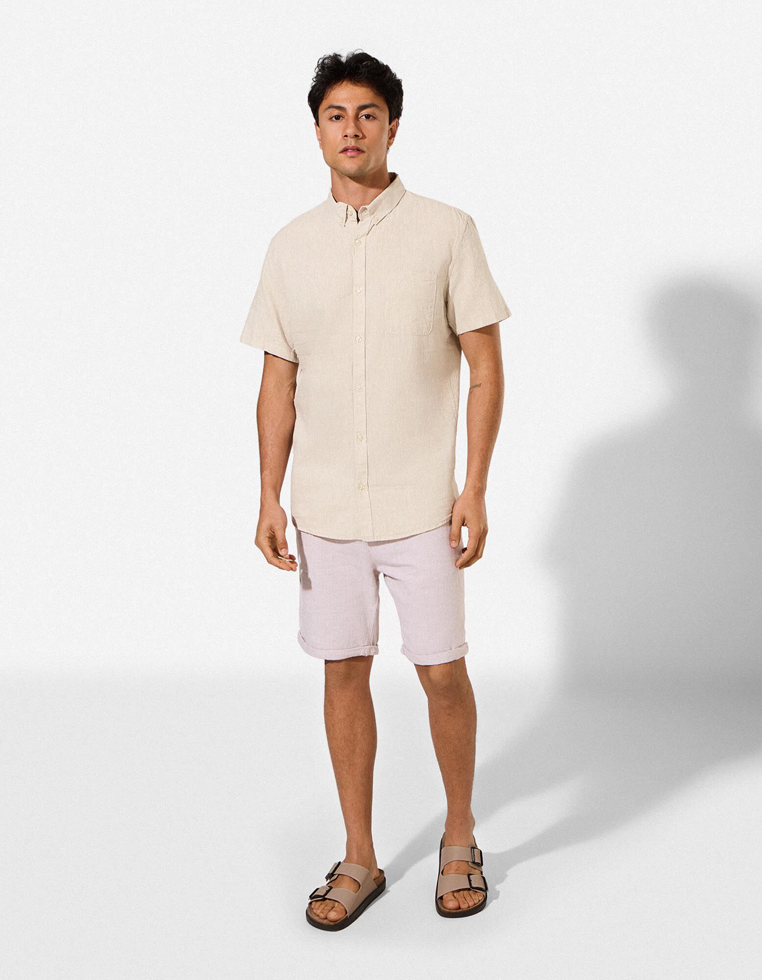Chemise - Lin m&eacute;lang&eacute; - Beige