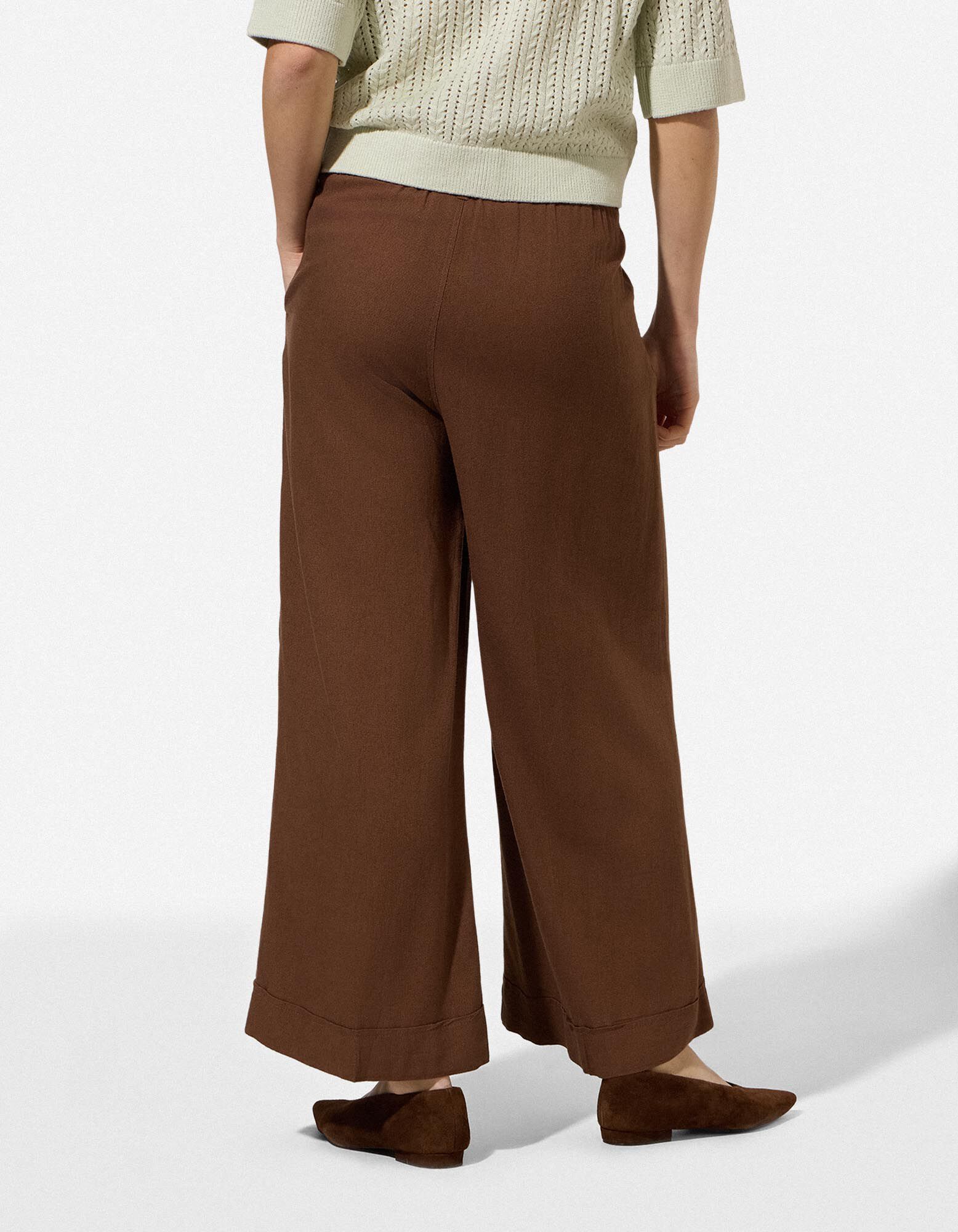 Jupe-culotte - Aspect lin - Brun