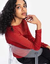 Majica dugih rukava - lureks - crvena