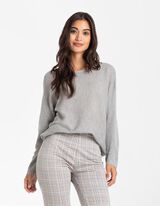 Pulover de tricot - Mâneci supradimensionate - Gri