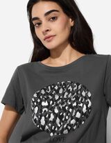 T-shirt - Glitterprint - donkergrijs