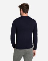 Pletený sveter - Vianoce - tmavomodra