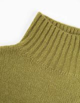 Pletena obleka - Visok ovratnik - svetlo zelena