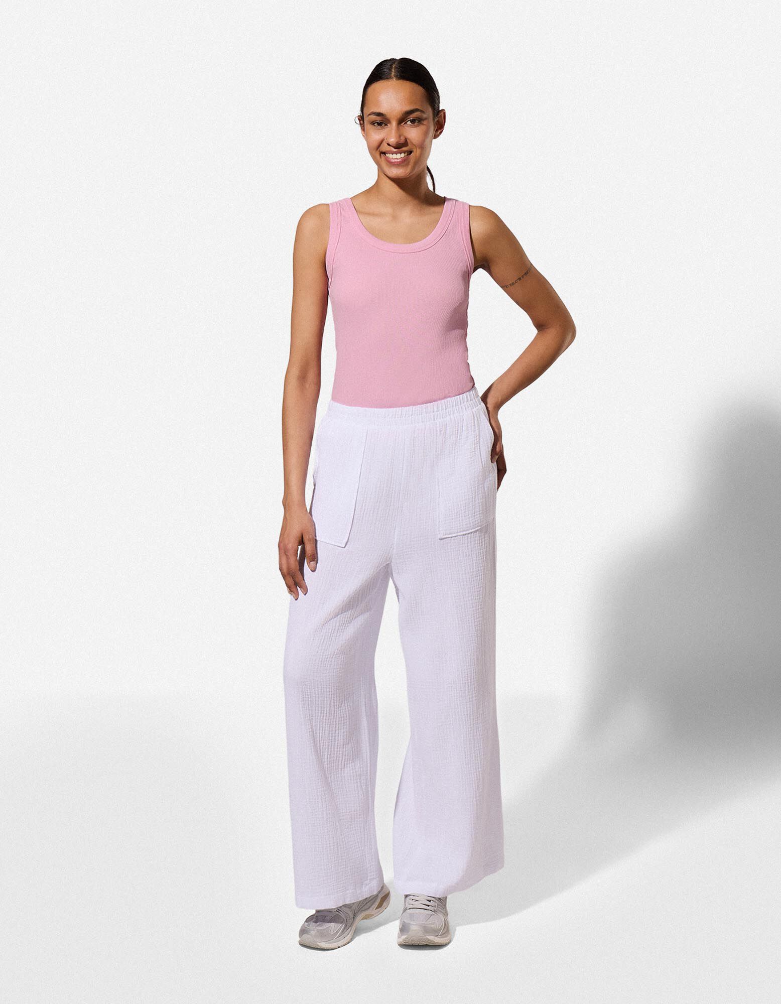 Top - Rippenstruktur - Rosa