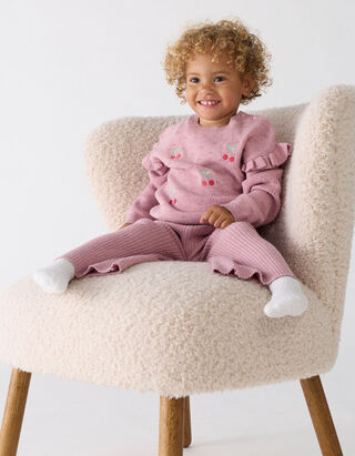 Set aus Pullover und Leggings - Feinstrick - Rosa