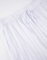 Pyjama Set aus Langarmshirt und Hose  - Streifen - weiß