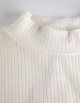 Langarmshirt - Mockneck - weiß