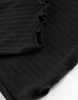 Marškinėliai ilgomis rankovėmis - Mezginys stulpeliu - juodas