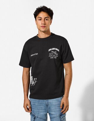T-Shirt - Relax Fit - Schwarz