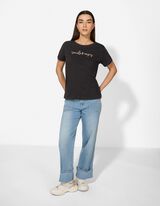 T-shirt - Borduursels - zwart