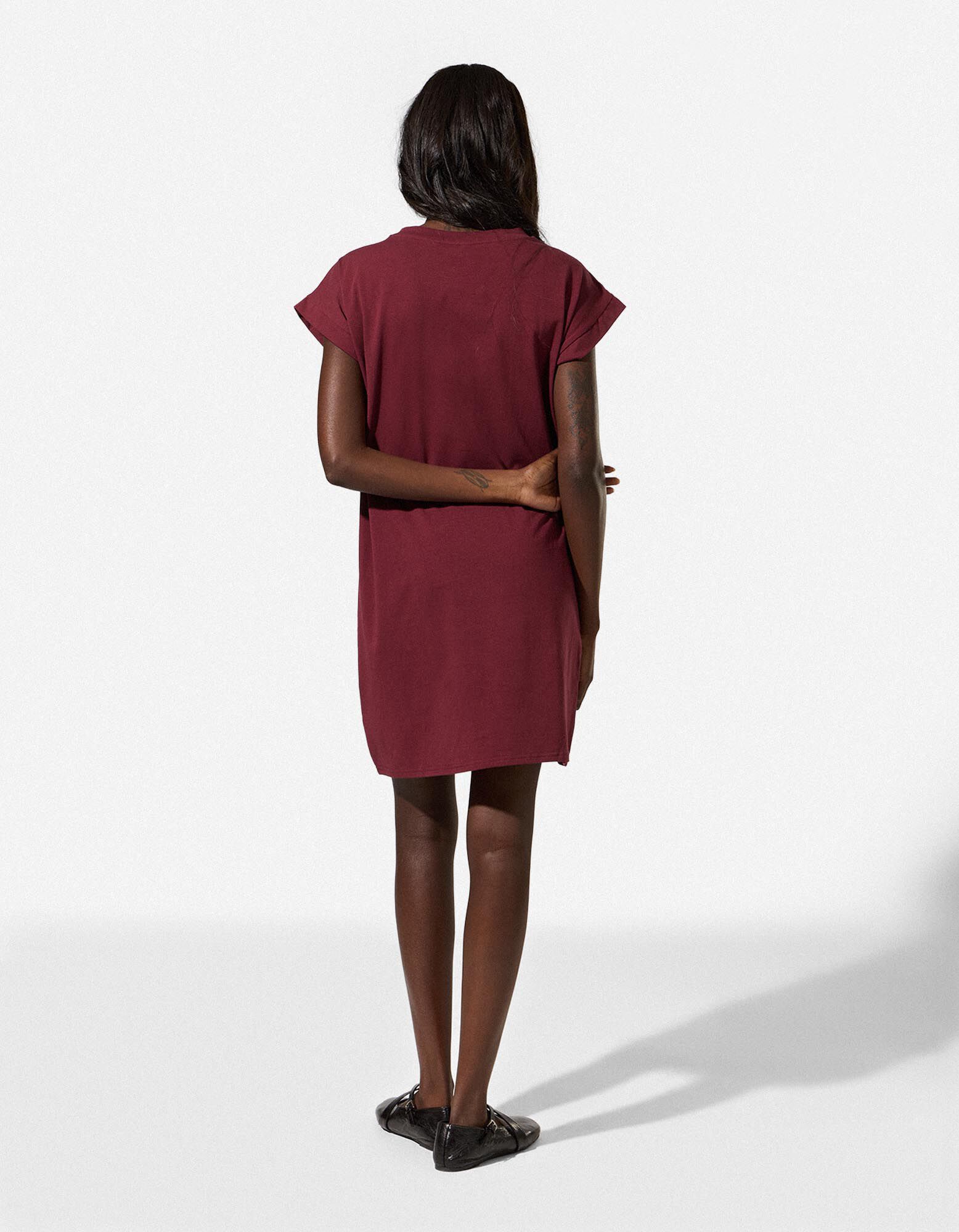 Kleid - gerade geschnitten - Dunkelrot