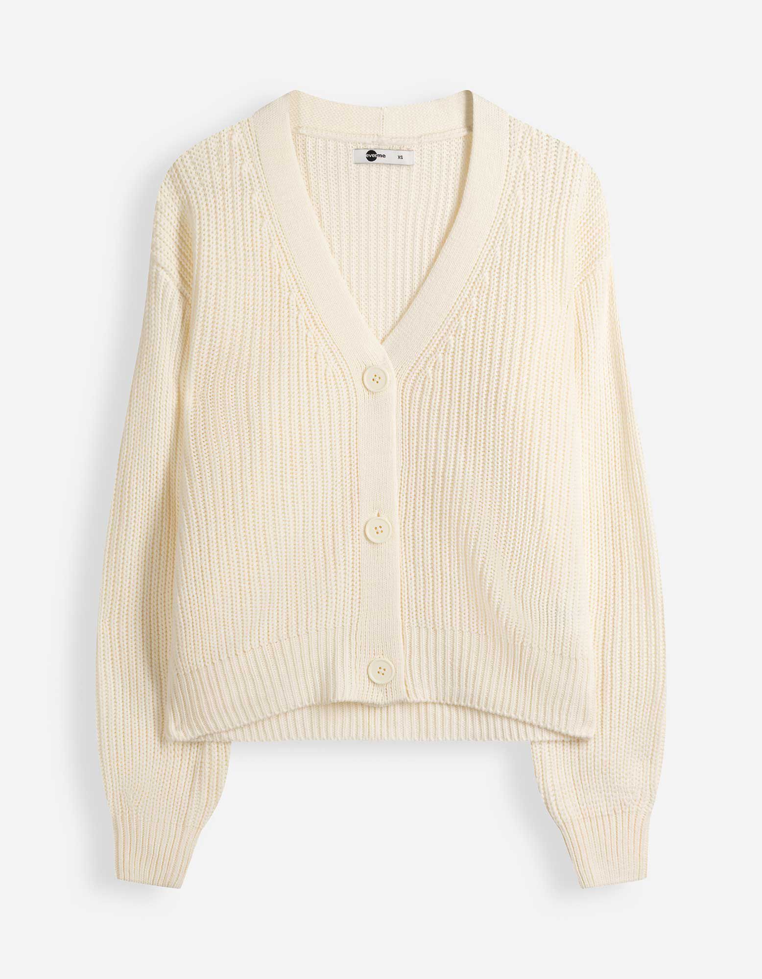 Strickjacke - Knopfleiste - Off-White
