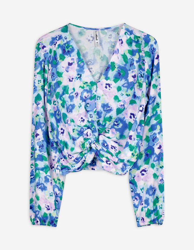 Cropped Camicia a maniche lunghe - LENZING™ ECOVERO™ - bianco