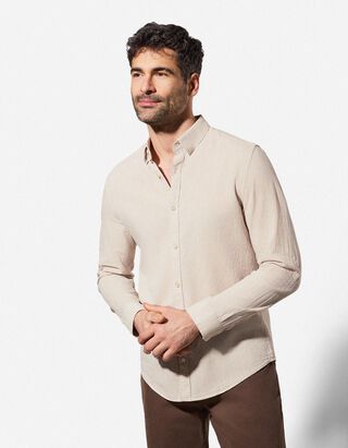 Hemd - Leinen-Mix - beige