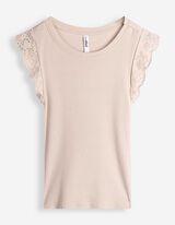 Top sans manches - Volants - beige