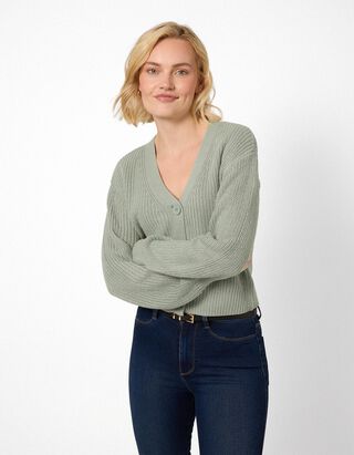 Strickjacke - Knopfleiste - Khaki