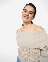 Strickpullover - Gerippte Abschlüsse - weiß