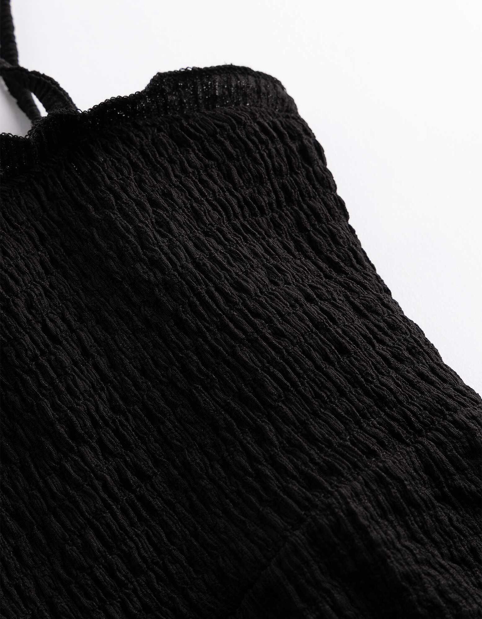 Top - Crinkle-Optik - Schwarz