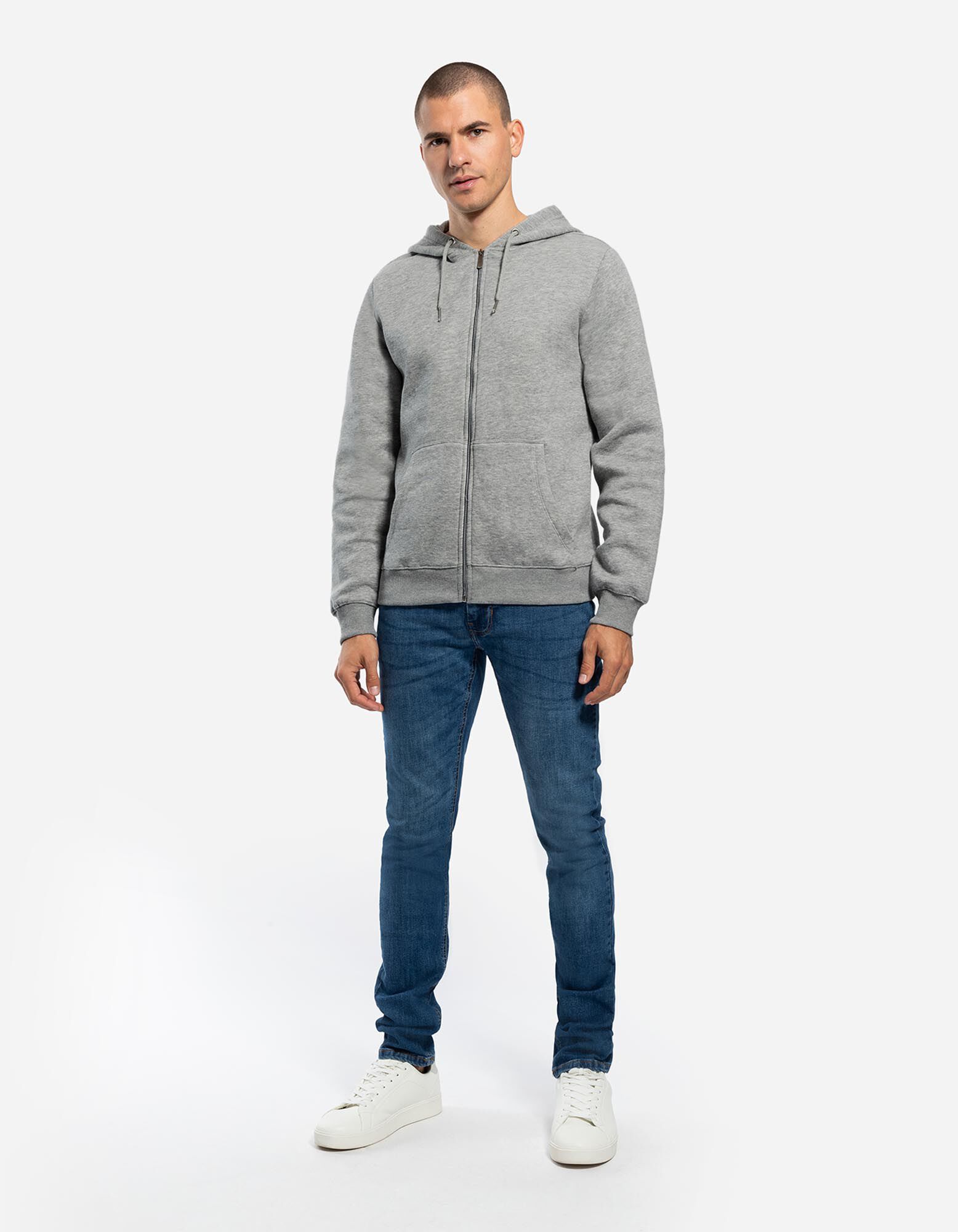 Veste molletonn&eacute;e - Capuche &agrave; cordon - Gris