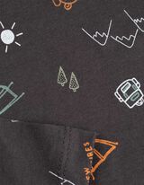 Langarmshirt - Allover-Print - dunkelgrau