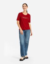 T-shirt - Broderies - Rouge foncé