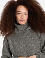 Dzianinowa sukienka - golf - ciemny zielony