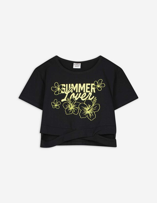Cropped Shirt - Cut-Outs - schwarz