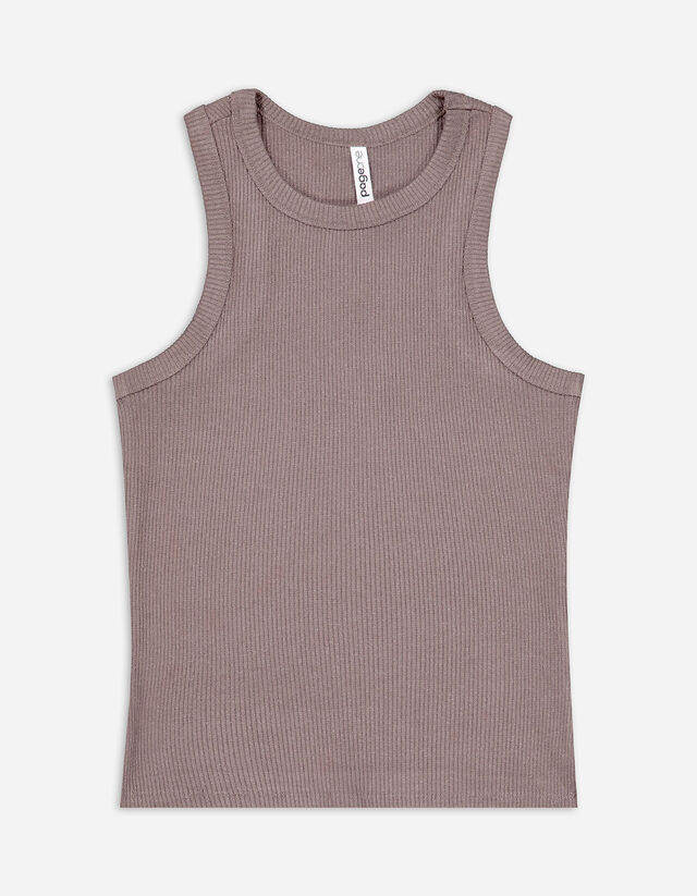 Top a canotta - Lurex - beige