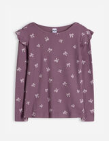 Tričko s dlouhým rukávem - Potisk po celé ploše - tm. lila