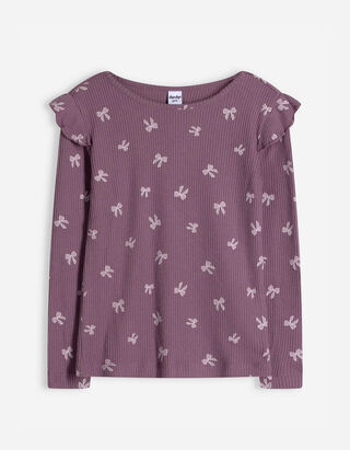 Tričko s dlouhým rukávem - Potisk po celé ploše - tm. lila