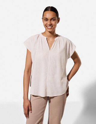 Blusenshirt - Streifen - beige