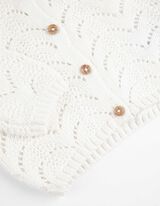 Kootud jakk - Perforeeritud silmkoe - valge